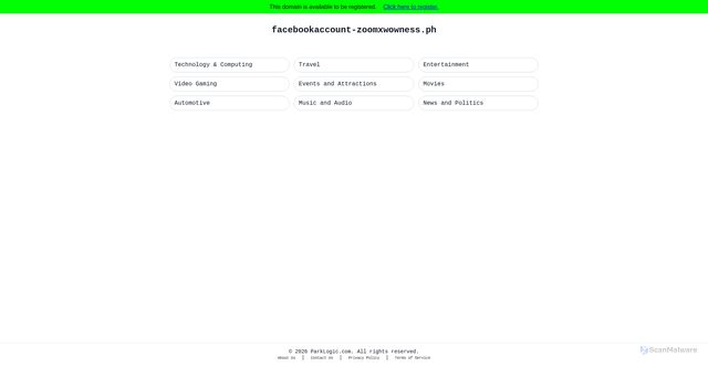 Security scan screenshot of facebookaccount-zoomxwowness.ph