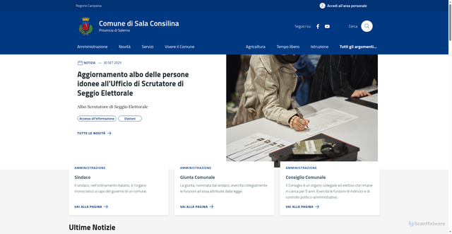 Security scan screenshot of https://comune.salaconsilina.sa.it/