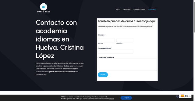 Security scan screenshot of https://academiaonlinedeidiomaslopezb.es/contacto/