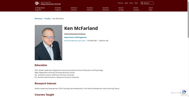 Security scan screenshot of https://mays.tamu.edu/directory/ken-mcfarland/