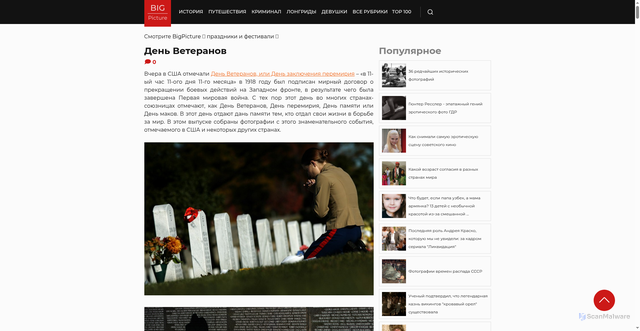 Security scan screenshot of https://bigpicture.ru/den-veteranov/
