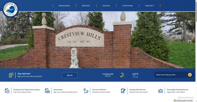 Security scan screenshot of https://crestviewhills.gov/