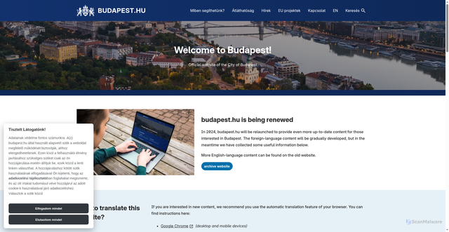 Security scan screenshot of https://budapest.hu/en