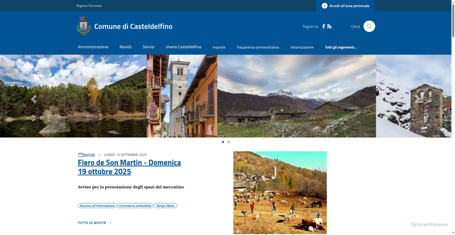 Security scan screenshot of https://www.comune.casteldelfino.cn.it/