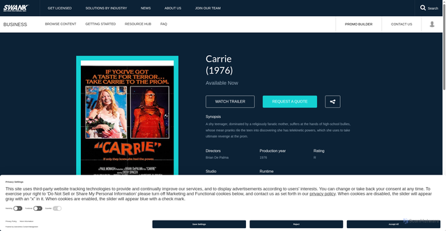 Security scan screenshot of https://www.swank.com/business/details/16630-carrie
