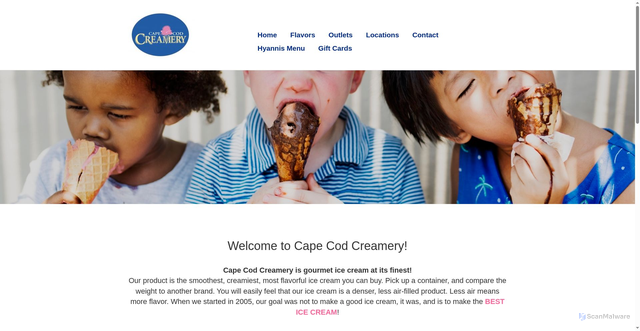 Security scan screenshot of https://www.capecodcreamery.com/