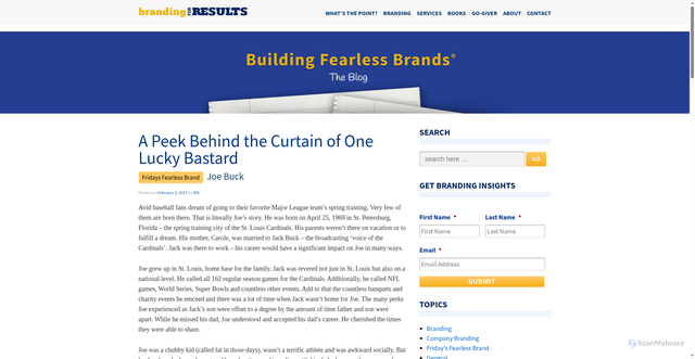 Security scan screenshot of https://brandingforresults.com/joe-buck/