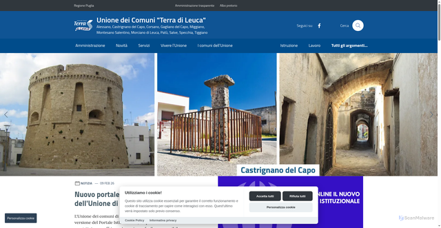 Security scan screenshot of https://www.unioneterradileuca.it