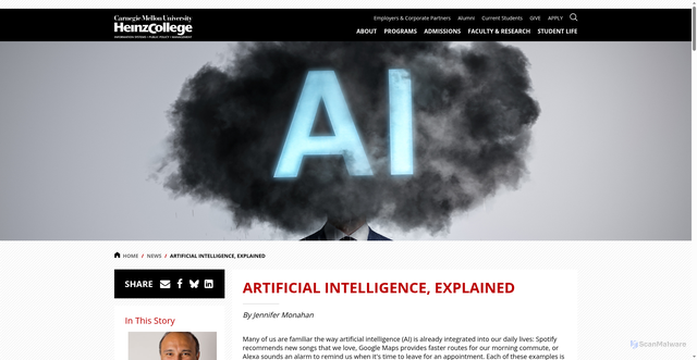 Security scan screenshot of https://www.heinz.cmu.edu/media/2023/July/artificial-intelligence-explained