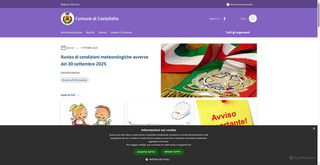 Security scan screenshot of https://www.comune.castellalto.te.it/it