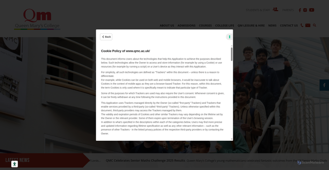 Security scan screenshot of https://www.qmc.ac.uk/