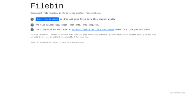 Security scan screenshot of https://filebin.net