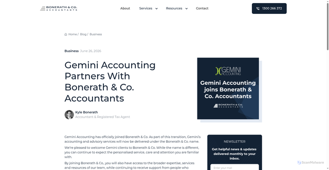 Security scan screenshot of https://geminiaccounting.com.au