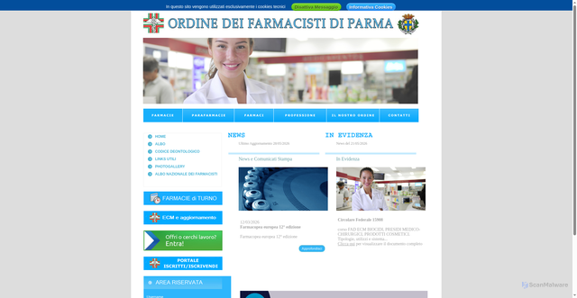 Security scan screenshot of https://www.ordinefarmacistiparma.it