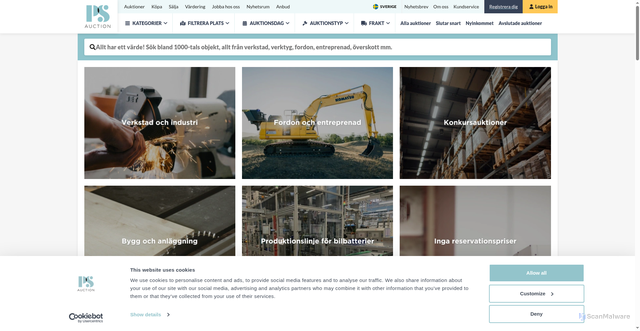 Security scan screenshot of https://psauction.se/