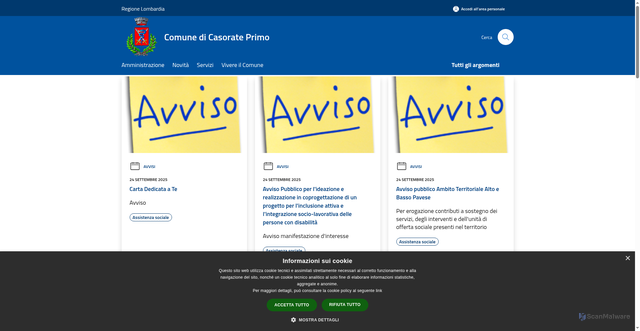 Security scan screenshot of https://www.comune.casorateprimo.pv.it/it