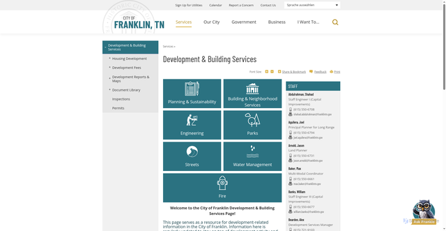 Security scan screenshot of https://www.franklintn.gov/services/development-building-services-1813