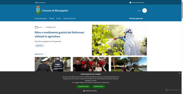Security scan screenshot of https://comune.manoppello.pe.it/it