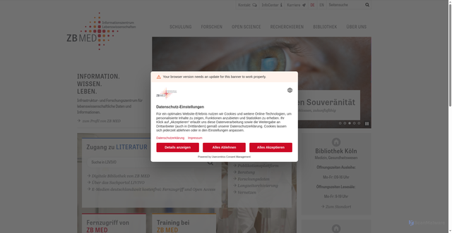 Security scan screenshot of http://www.zbmed.de