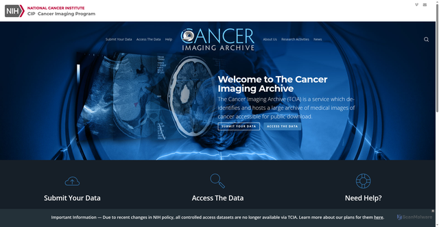 Security scan screenshot of https://www.cancerimagingarchive.net/