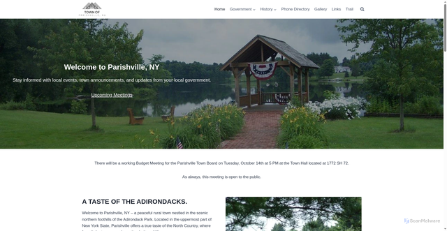 Security scan screenshot of https://parishvilleny.gov/