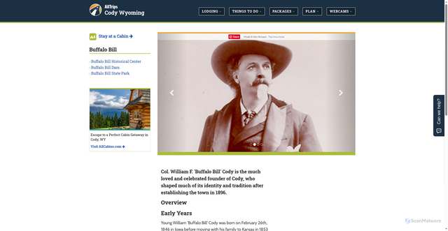 Security scan screenshot of https://www.codywyomingnet.com/buffalo_bill/