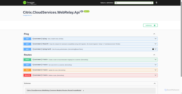 Security scan screenshot of https://webrelay-direct-westeurope-release-b.citrixworkspacesapi.net