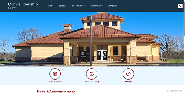 Security scan screenshot of https://convistownshipmi.gov/