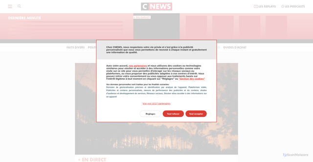 Security scan screenshot of https://cnews.fr