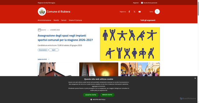 Security scan screenshot of https://www.comune.rubiera.re.it/