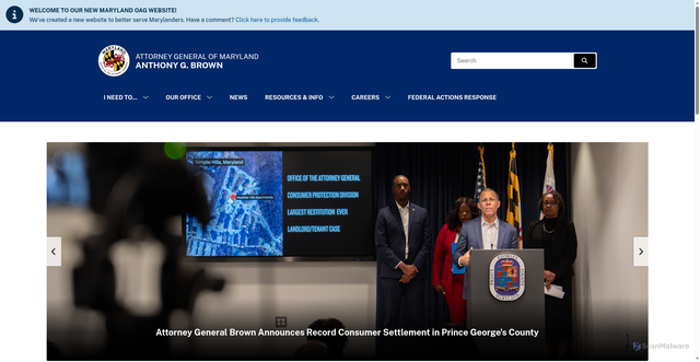 Security scan screenshot of https://oag.maryland.gov/Pages/oag.aspx