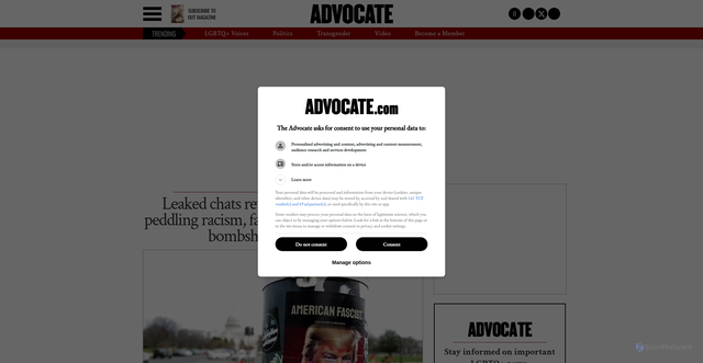 Security scan screenshot of https://www.advocate.com/news/politico-young-republican-fascists