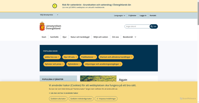 Security scan screenshot of https://www.lansstyrelsen.se/ostergotland
