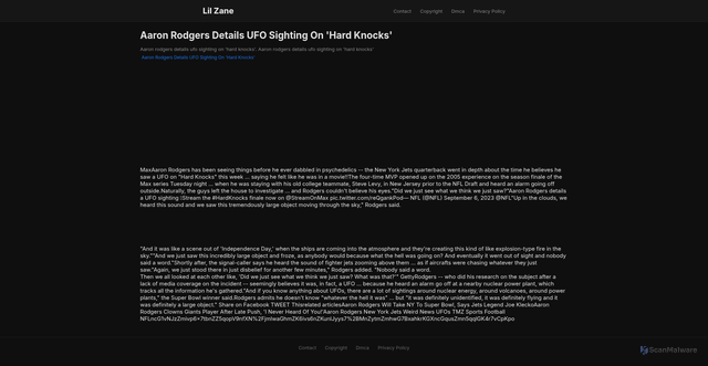 Security scan screenshot of https://mimpidigitalvision-dptqn5rknco5.edgeone.app/aaron-rodgers-details-ufo-sighting-on-hard-knocks.html