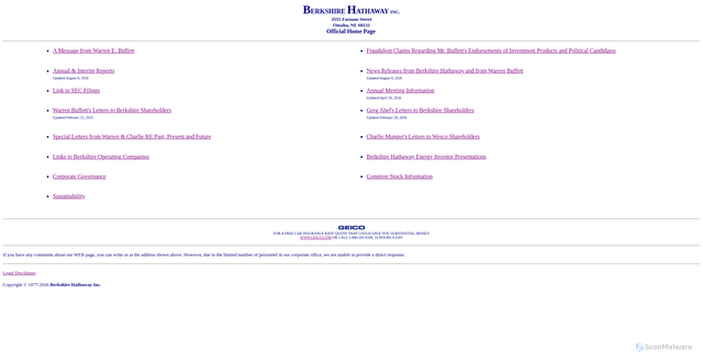 Security scan screenshot of https://berkshirehathaway.com
