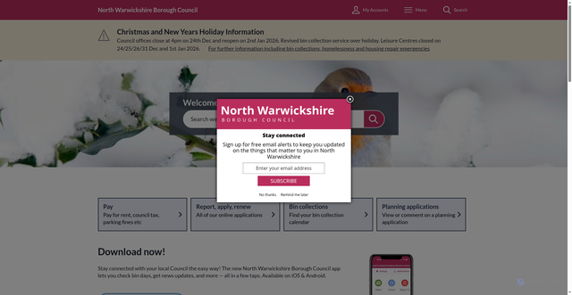 Security scan screenshot of https://www.northwarks.gov.uk/