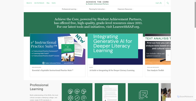 Security scan screenshot of https://achievethecore.org