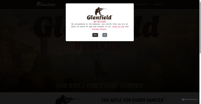 Security scan screenshot of https://glenfieldfirearms.com