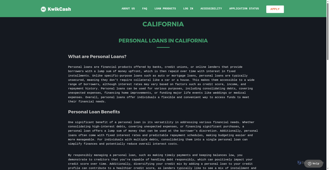 Security scan screenshot of https://www.kwikcashonline.com/california/