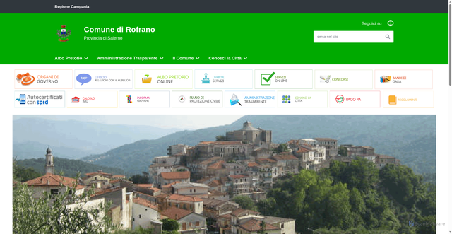 Security scan screenshot of https://www.comune.rofrano.sa.it