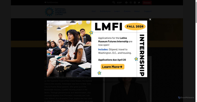 Security scan screenshot of https://latino.si.edu/exhibitions/presente/shaping-nation/sonia-sotomayor