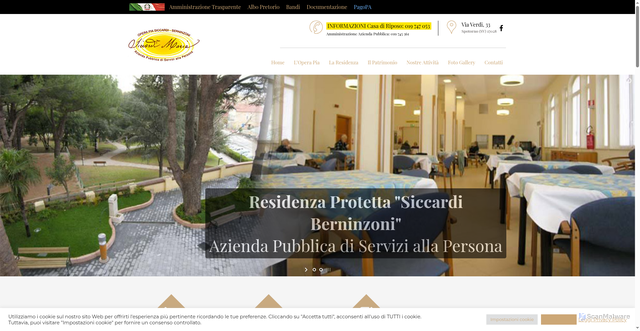 Security scan screenshot of https://www.operapiasiccardiberninzoni.it/