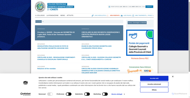 Security scan screenshot of https://www.collegiogeometrichieti.it/