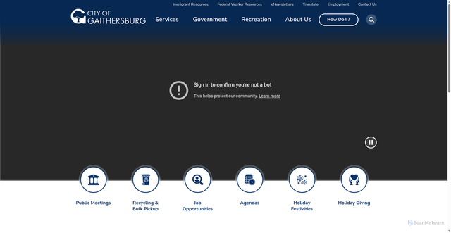 Security scan screenshot of https://www.gaithersburgmd.gov/