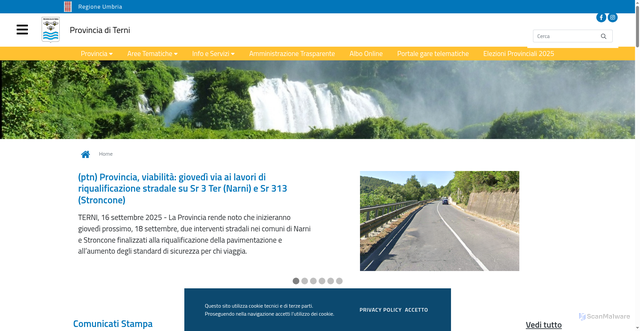 Security scan screenshot of https://www.provincia.terni.it/portal