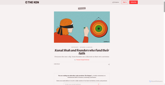 Security scan screenshot of https://the-ken.com/the-nutgraf/kunal-shah-and-founders-who-fund-their-faith/