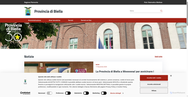 Security scan screenshot of https://www.provincia.biella.it/