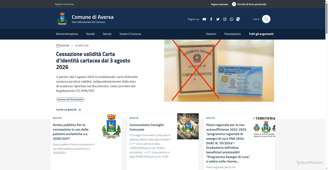 Security scan screenshot of https://www.comune.aversa.ce.it