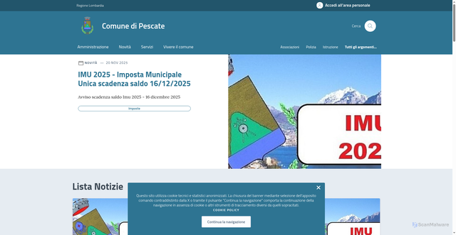 Security scan screenshot of https://www.comune.pescate.lc.it/