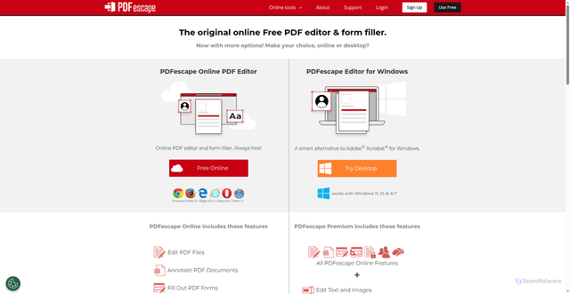 Security scan screenshot of https://pdfescape.com
